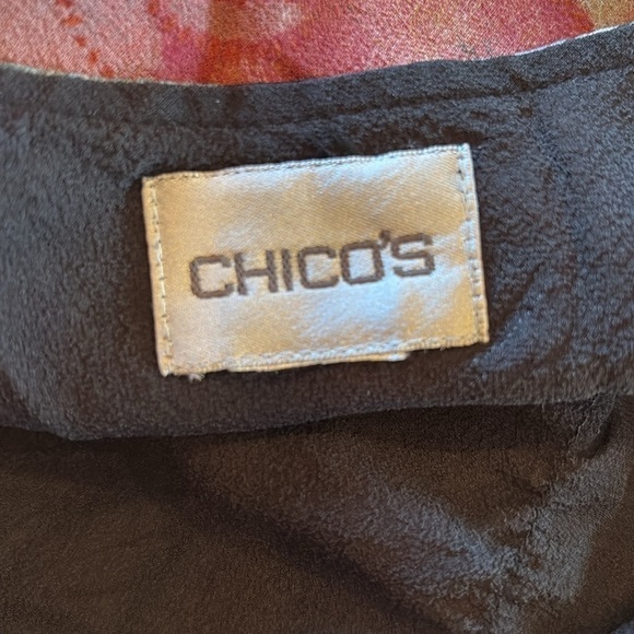 Chico's watercolor Silk Wearable Art Fit & Flare Silk Y2K Slip Midi Dress M/L - Picture 9 of 13